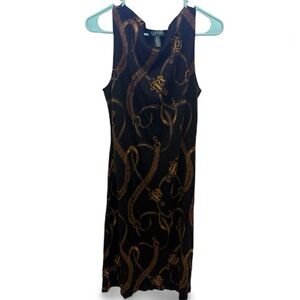 Lauren Ralph Lauren Silk Wool Equestrian Print Midi Dress • Grandmacore